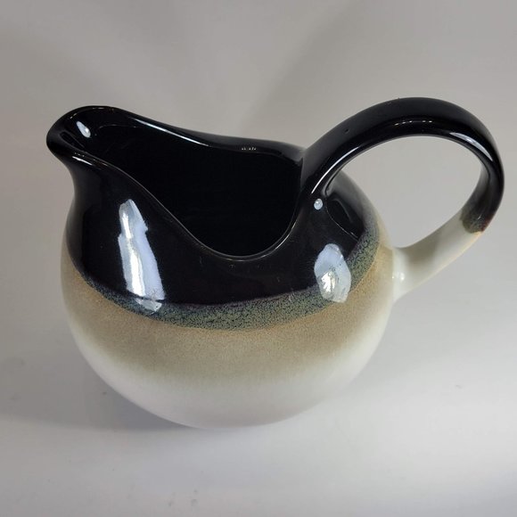 4 Sango Nova Black 4932 Coffee Mugs and Creamer Container Tall Cups Cream Color - Picture 14 of 16